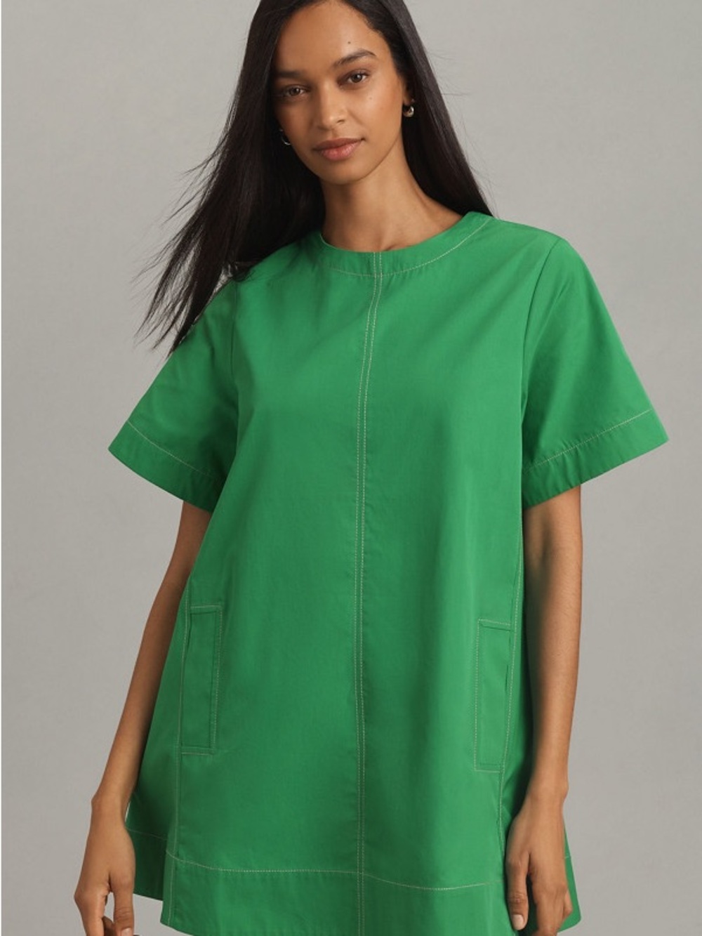 🩷Emmy dress by Maeve at Anthro. Like New Green Short Sleeve Swing Tunic Size M